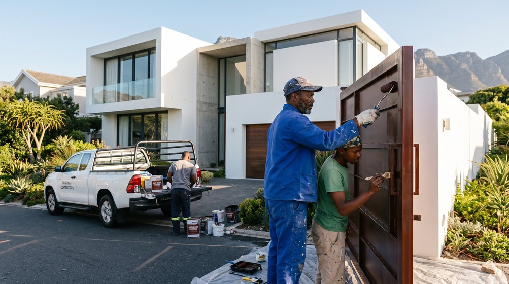 Professional anti-rust coating team applying rust protection to a metal gate in Kenilworth