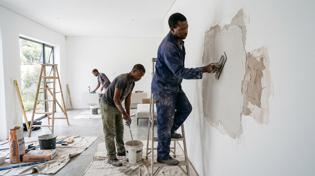 Plaster repair work on an older Wynberg property